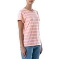 thumbnail image 6 of Time and Tru Womens Striped Short Sleeve Slub Crew Neck T-Shirt, 2-Pack, 6 of 11