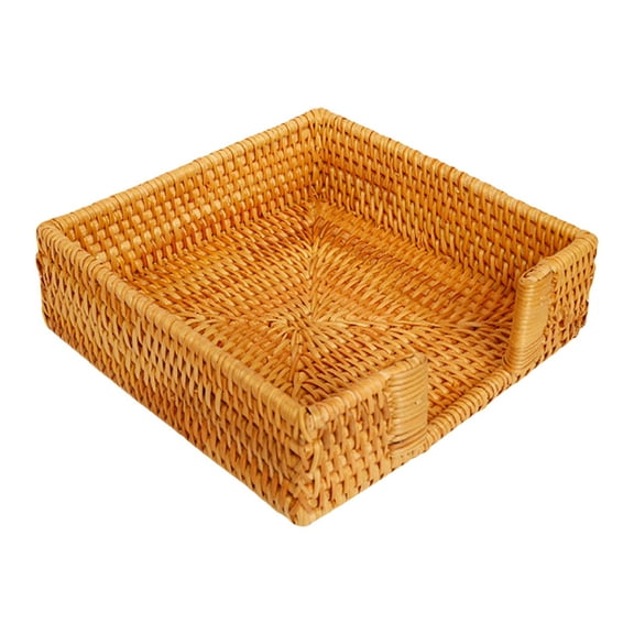 Mozhitti Square Rattan Napkin Holder Kitchen Wicker Flat Napkins Woven