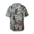 thumbnail image 5 of KLL Mallard Ducks Swimming Print Men's Shirt Short Sleeve Button Down Summer Cuba Beach Shirts- Small, 5 of 5