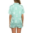thumbnail image 5 of Women's Easter Pajamas Rabbit Print Pattern Short Sleeve Shorts Green M, 5 of 5