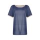 thumbnail image 4 of Blusas para las Mujeres Casual, Rayas Impresas Patchwork Manga Corta Cuello Redondo Top Hecho de 95% Poliéster 5% Spandex para el Verano, Tops Cortos para las Mujeres, 4 of 5