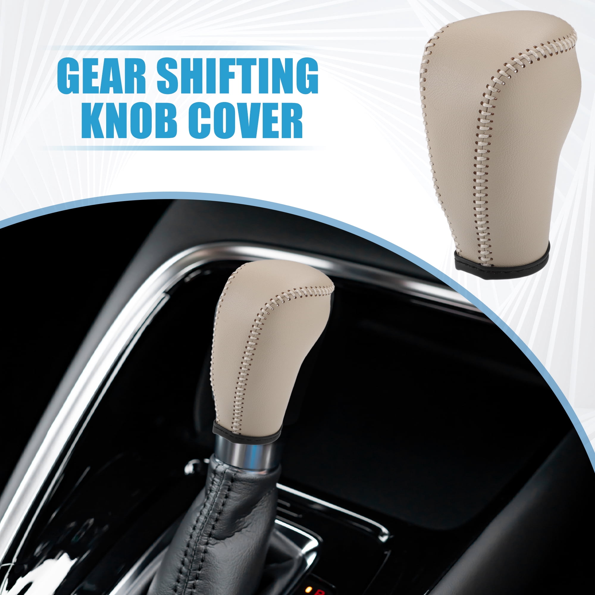 Unique Bargains Gear Shifting Knob Cover for Nissan Murano 2009-2013 Faux Leather Beige