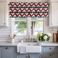 thumbnail image 2 of Abstract Geometric Window Valance Curtain Red Black Minimalist Rod Pocket Short Curtain for Living Room, Bedroom & Kitchen Window Decor 60x18in, 2 of 8