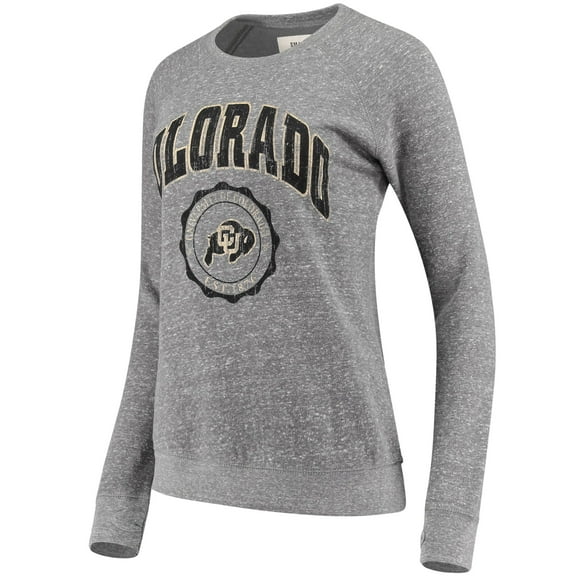 Women's Pressbox Heathered Gray Colorado Buffaloes Edith Vintage Knobi Pullover Sweatshirt