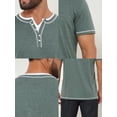 thumbnail image 7 of DARING DIVA Men's Henley V-Neck Colorblock Button Down Short Sleeve T-Shirt 2XL Green, 7 of 7