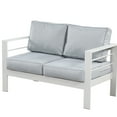 thumbnail image 7 of White 5-Piece Aluminum Patio Conversation Set with Light Grey Cushions, 7 of 7