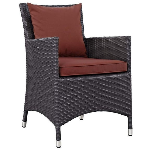 Pemberly Row  Patio Dining Arm Chair in Espresso and Currant