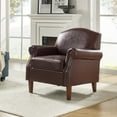 thumbnail image 2 of Vegan Leather Armchair Living Room Home Office Lounge Single Sofa Nailhead Rolled Arms Accent Chair Adult Brown, 2 of 7