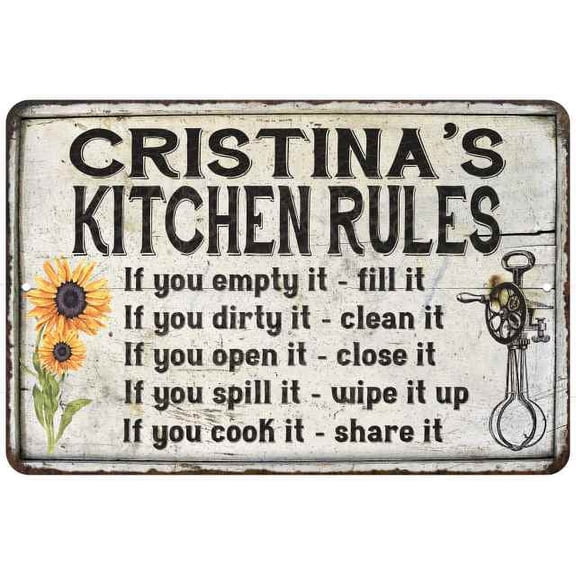 Cristina's Kitchen Rules Chic Sign Vintage Decor 8x12 Metal Sign 208120032440