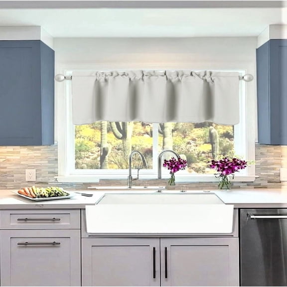 Blackout thermal insulated 1pc TVLO white valance curtain for kitchen, bathroom, bedroom short window rod pocket home decor 54 inch x 18 inch