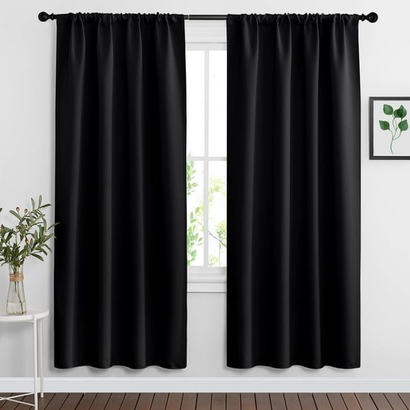 Cortinas opacas RYB HOME para dormitorio, 42 x 72 cm, color negro, 2 unidades