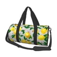thumbnail image 2 of Xecao Lemon1 print Round Travel Duffel Bag is a foldable gym bag with an inner pocket, perfect for travel sports, 2 of 8