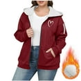 thumbnail image 2 of GigrtiJin Fleece Plus Size Hooded Jacket for women Heart Printed Zip Up Long Sleeve Outwear with Pocket Trendy Casual Outcoat, 2 of 4