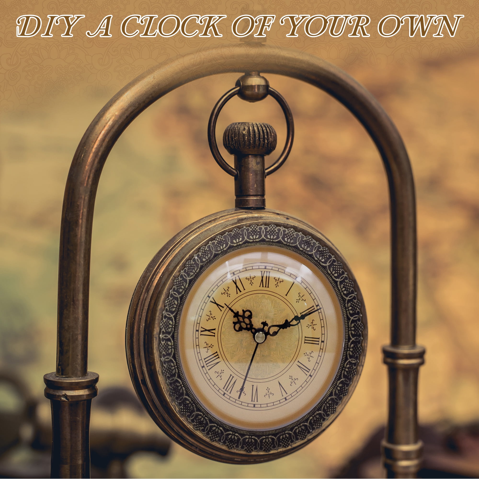Clock Insert Gold Dial Style movement silenced for Home