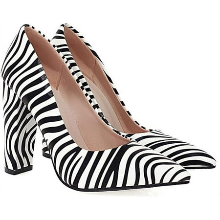 

Women s Fashion Chunky Block High Heels Dress Pumps Pointed Toe Slip On Sexy Work Office Pump Shoes