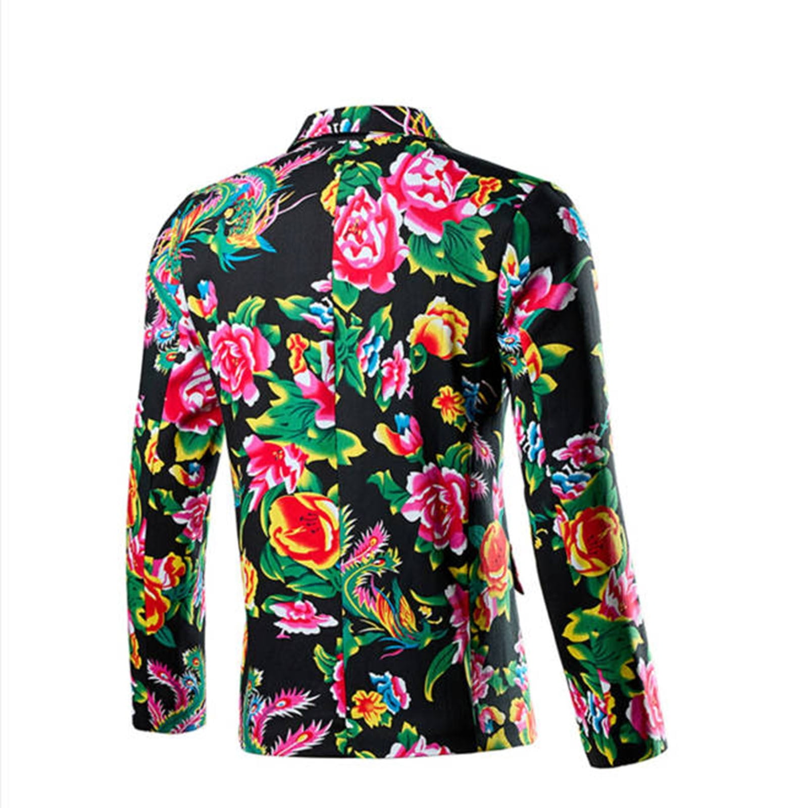 Nmnitkp Men's Dress Party Floral Suit Jacket Notched Lapel Slim
