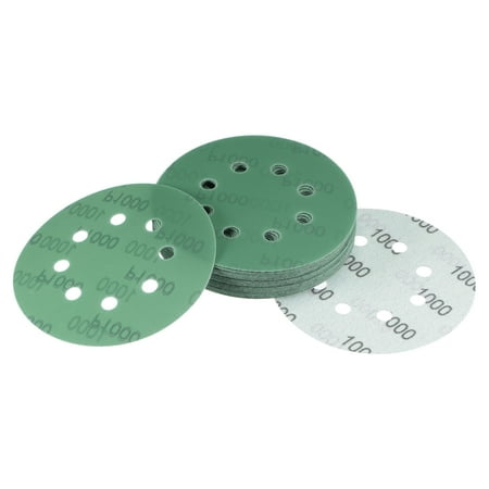 

25 Pack Green Film Sanding Disc 1000 Grits 5-Inch 8-Hole Aluminum Oxide Abrasive Hook and Loop Backed Sandpapers