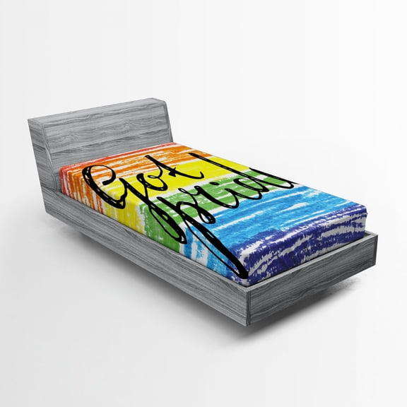 Ambesonne Pride Fitted Sheet, Got Pride Sketchy Art, Twin Size, Multicolor