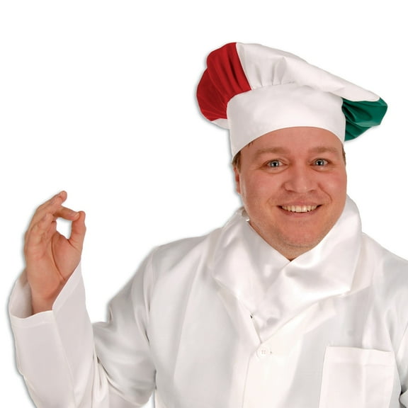 Beistle Pack of 12 Red, White and Green Oversized Costume Chef's Hats