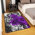 thumbnail image 2 of Rose Floral Area Rugs 3x5, Women Purple Rose Indoor Floor Mat, Romantic Botanical Flowers Carpet Non Slip, Famrhouse Style Living Room Rugs, 3D Printed Blossom Decorative Accent Rug, 2 of 6