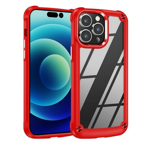 Tough Shield Snap-on Transparent Case for iPhone 15 Pro - Red