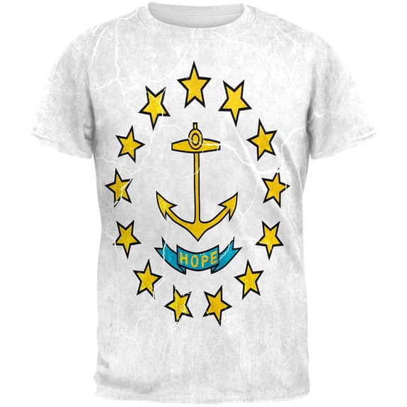 Rhode Island Vintage Distressed State Flag All Over Mens T Shirt Multi MD