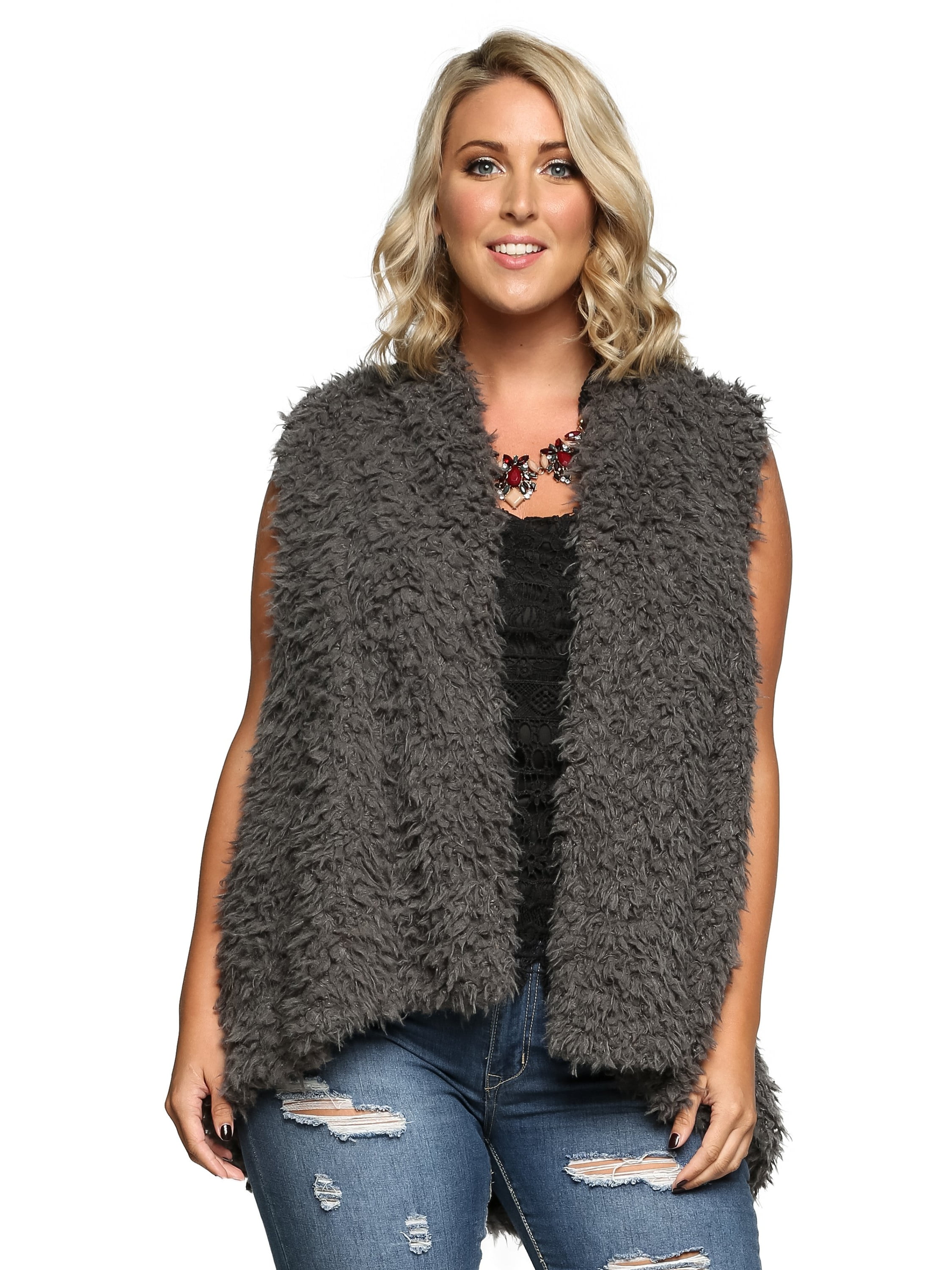 plus size fuzzy jacket