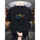 thumbnail image 2 of Men's Fish Print Short Sleeve Crew Neck T-Shirt, Casual Comfortable Stylish Versatile Top Tee For Adult, Men, Women, Teen, Teenager, Adolescent, Youth, 2 of 7