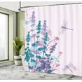 thumbnail image 4 of Ambesonne Dragonfly Shower Curtain, Wildflowers Pattern Art, 69"Wx75"L, Lilac Teal, 4 of 4