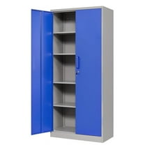 Fesbos Metal Garage Storage Cabinet with 2 Doors and 4 Adjustable Shelves - 71" Steel Lockable File Cabinet,Locking Tool Cabinet for Office,Home,Garage,Gym(Gray Blue)