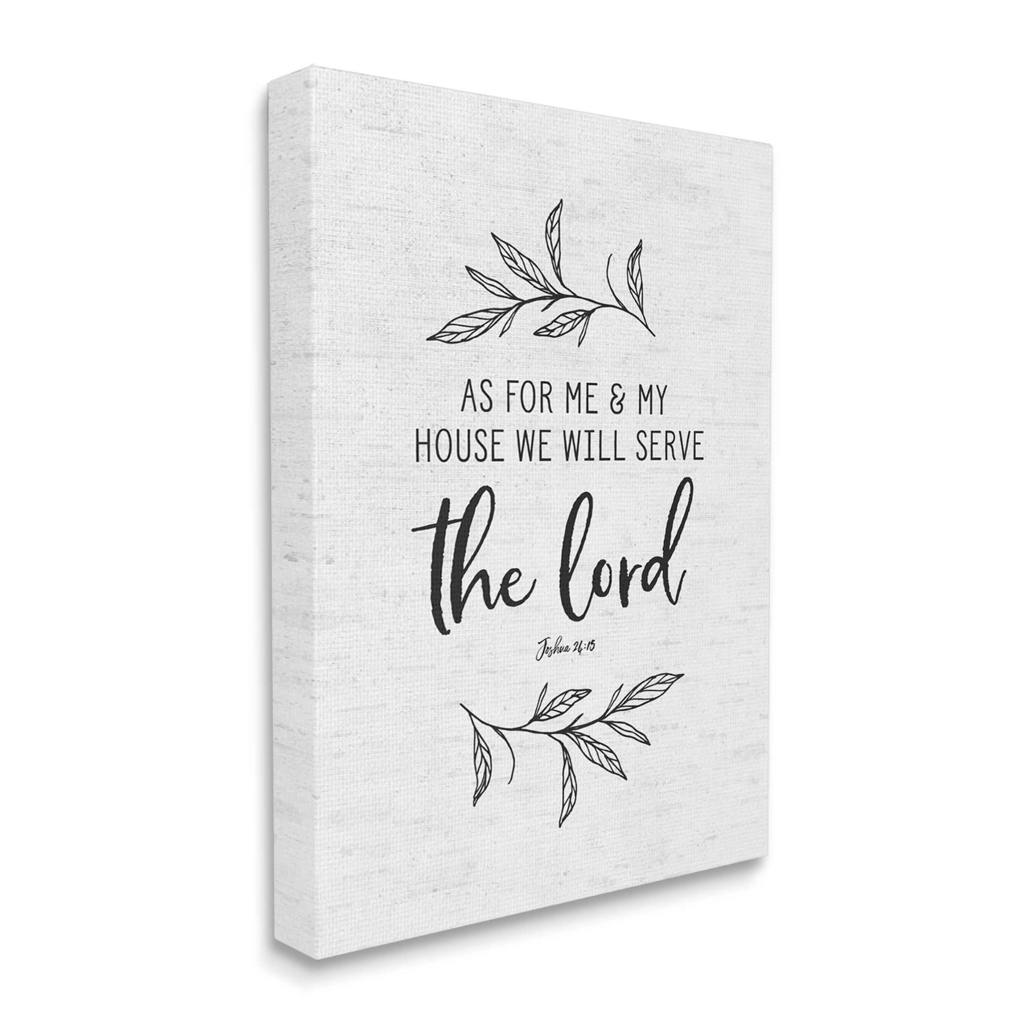Stupell Industries Serve The Lord Spiritual Scripture Rustic Botanicals Graphic Art Gallery Wrapped Canvas Print Wall Art, Design by Lettered and Lined