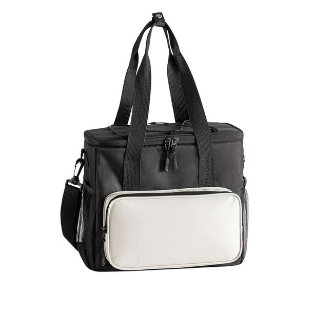 Bolsa de almuerzo unisex con aislamiento de cuatro capas, portátil, con cierre de temperatura para oficina al aire libre, de tela Oxford con correa para el hombro para mochila o mano.