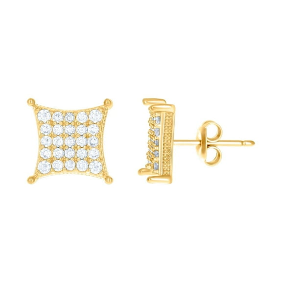10k Yellow Gold Womens Cubic Zirconia Square Stud Earrings 9.6x9.6mm Wide Stud Earring for Women