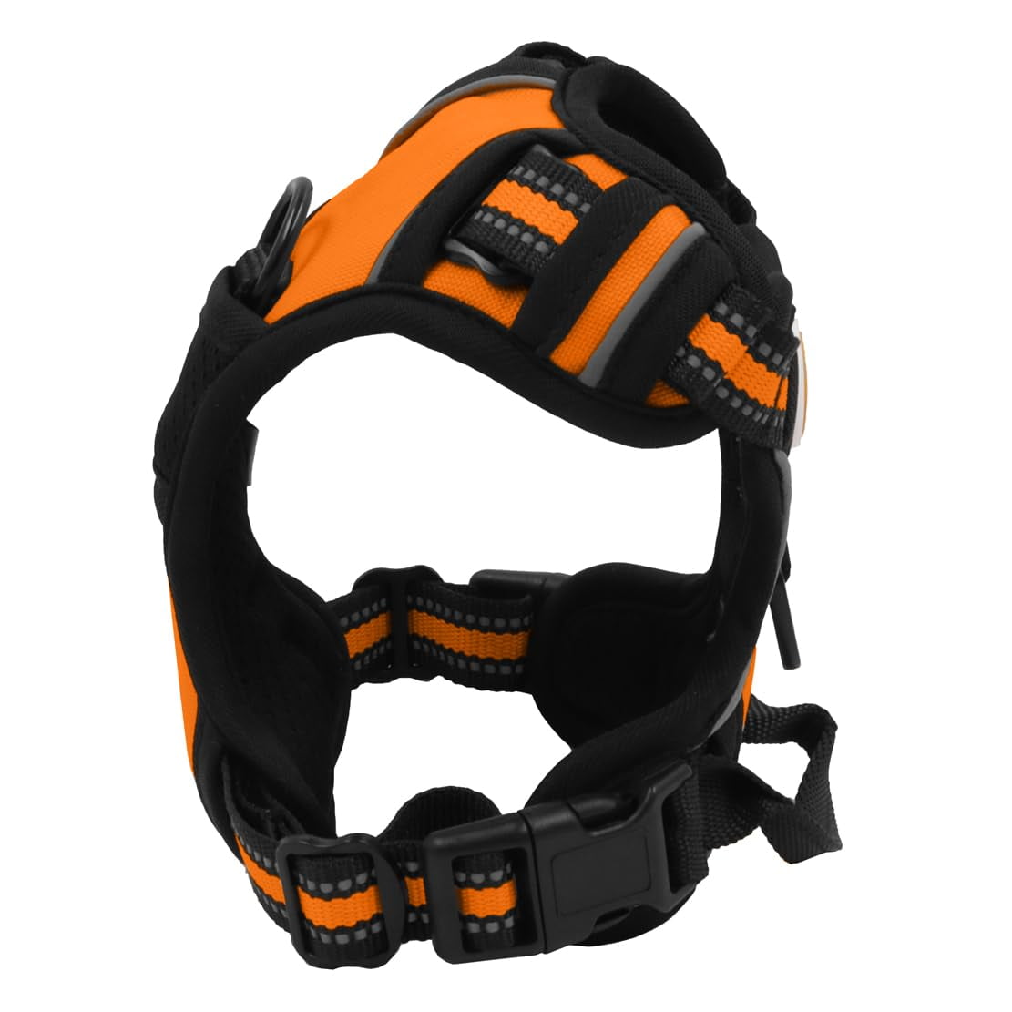 Buddy's Best Dog Harness, No-Pull Pet Harness with 2 Leash Clips, Adjustable Soft Padded Reflective Safety Pet Harness for No-Choke Pet Training (Orange, Medium)