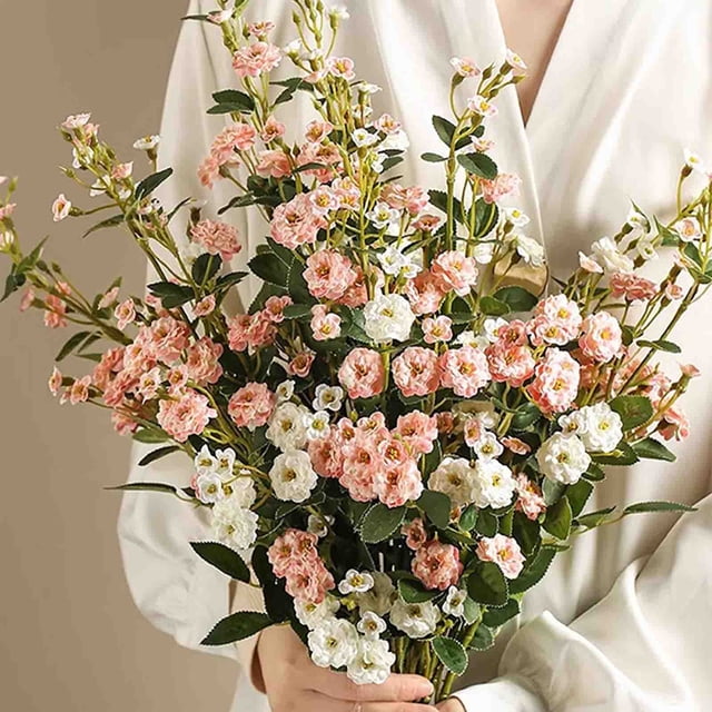 Tallos de flores artificiales para decoración de bodas en el hogar | Rama de flores artificiales con follaje verde | Plantas artificiales de plástico para arreglos en jarrones