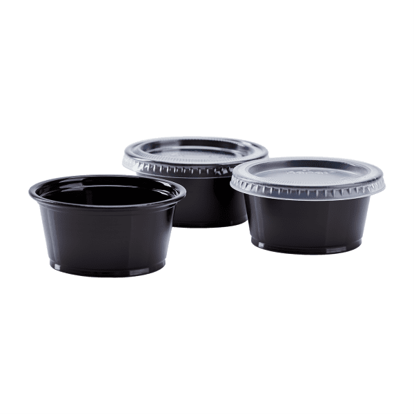AOZITA 120-5.5 oz Black Portion Cups, Small Plastic Containers