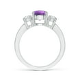 thumbnail image 2 of ANGARA Natural Classic Three Stone 1.15 ct Amethyst and Diamond Ring in 14K White Gold for Women (Size-7mm) | February Birthstone, Anniversary, Jewelry Gift for Women | Natural Amethyst Ring, 2 of 9