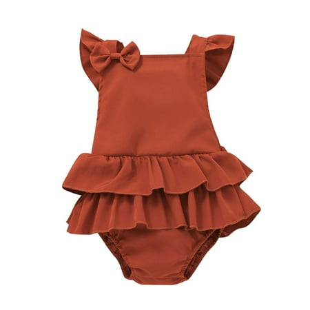 

12-18 Month Girl Clothes Girl Long Sleeve Bodysuits Bodysuit Backless Bowknot Romper Ruffles Solid Sleeveless Baby Girls Girls Romper&Jumpsuit Toddler Girls Leotards