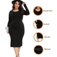 thumbnail image 2 of Bearsland Women's Long Sleeve Ribbed Knit Side Slit Maternity Dress Casual Ruched Bodycon Sweater Dress Pregnancy Clothes, 2 of 7