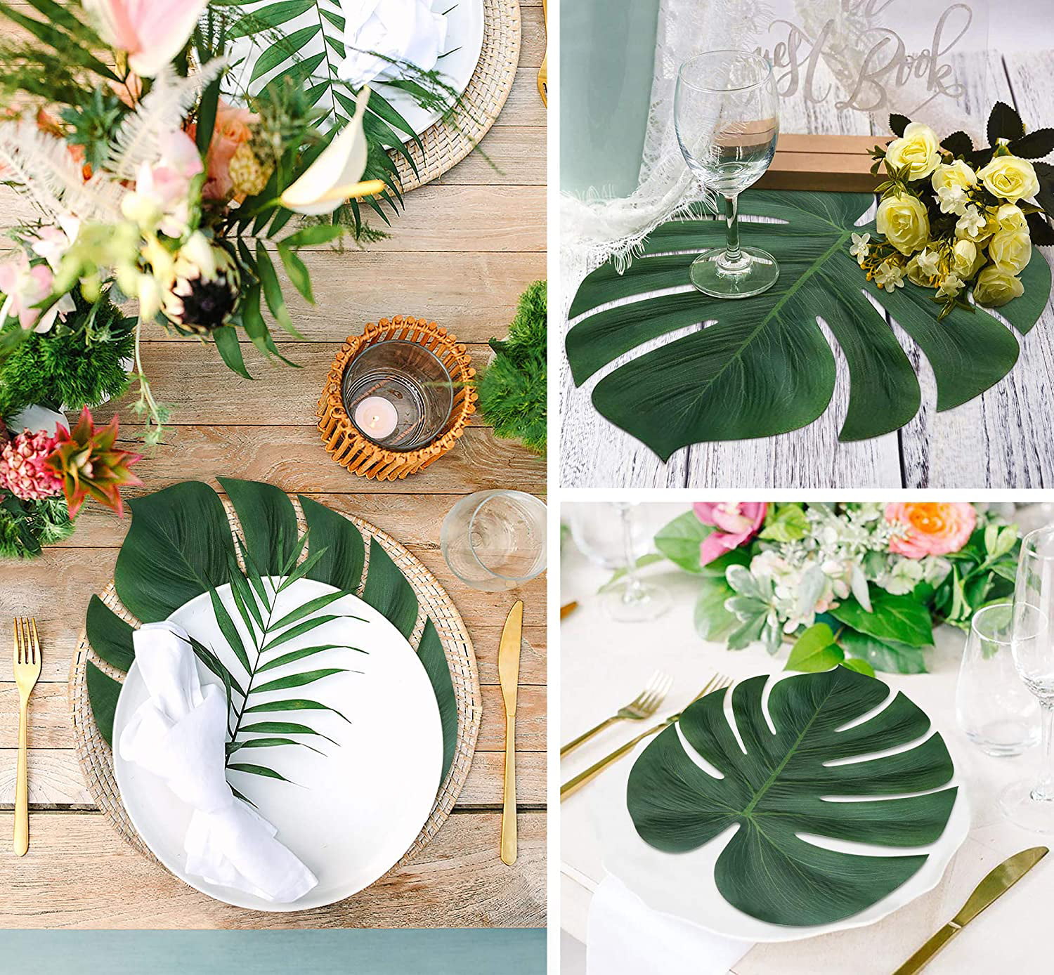 TRLYC Artificial DIY Decorations Turtle Leaf Runners Hawaiian Decorations Faux Leaves Palm Leaves Luau Party Jungle Beach Theme Party Decorations 24 pcs 