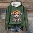 thumbnail image 2 of Highland Cow Sweatshirts for Women Cute Loose Hoodies Highland Cow Print Sweatshirt Color: Green Size: XL, 2 of 3
