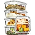 thumbnail image 1 of 5Pack 22oz Glass Storage Containers with Lids, Glass Meal Prep Food Container Sets with Snap Airtight Lids for Microwave, Oven, Freezer and Dishwasher, Grey, 1 of 5