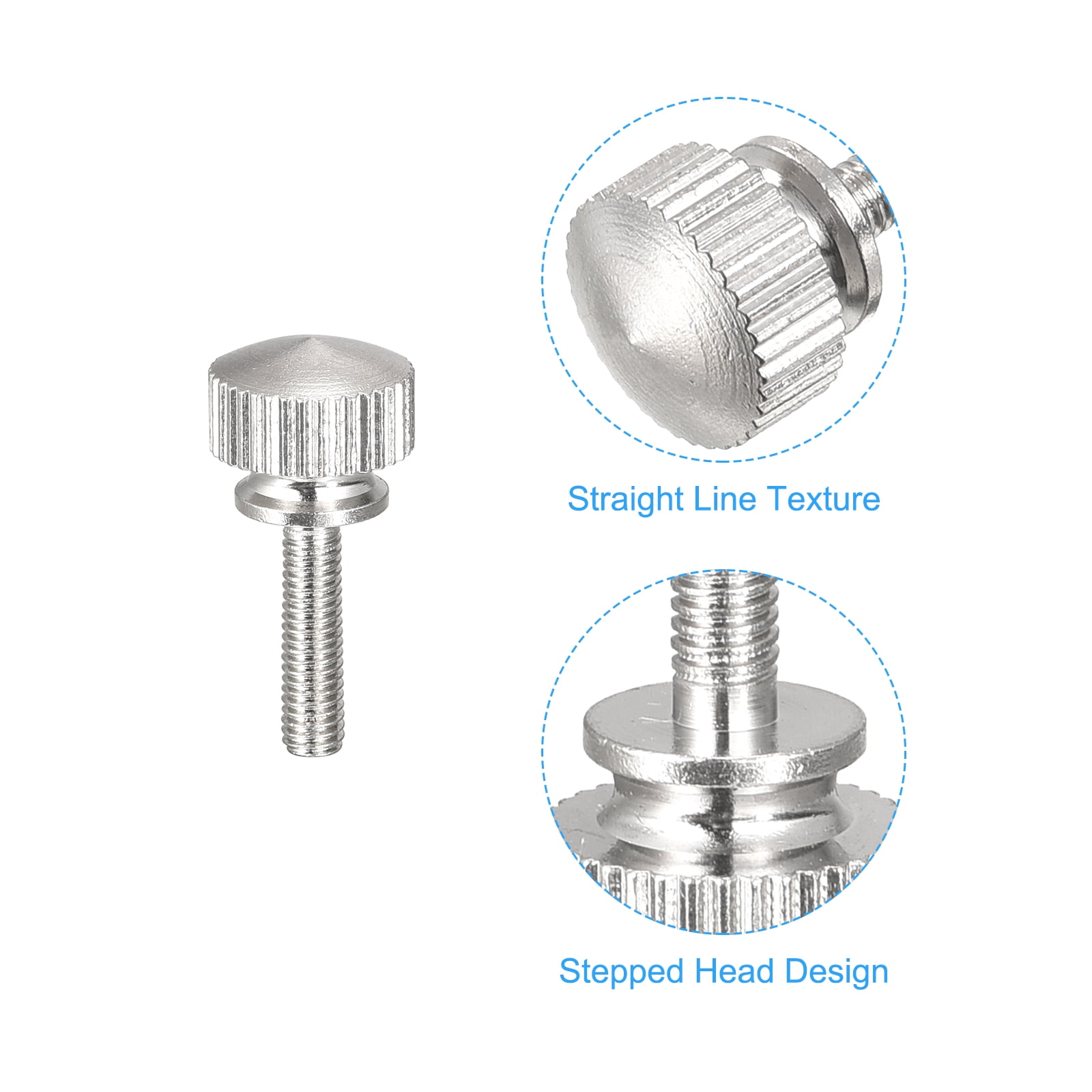 Unique Bargains Nickel Plated Knurled Thumb Brass Shoulder Bolts Grip Knob Fasteners M3*12