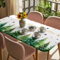thumbnail image 3 of Merry Christmas Table Cloths for 6 Foot Rectangle Tables, Xmas Trees Snowflake Farmhouse Winter Patio Waterproof Elastic Fitted Tablecloths, Washable Rectangular Table Cover for Camping, 3 of 8