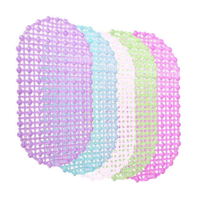5 alfombrillas antideslizantes de PVC para baño, bañera, inodoro, ducha, suelo con ventosas para casa, hotel (color rosa, azul, verde, morado y blanco, 1 unidad)