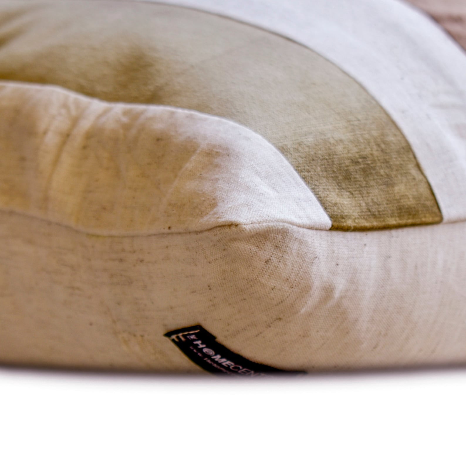 The HomeCentric Decorative Pillows cover Brown 26"x26" (65x65 cm) Velvet Striped And Linen Outdoor furniture Euro Pillow Shams, Patchwork Modern Style - Velvet Band Earthy