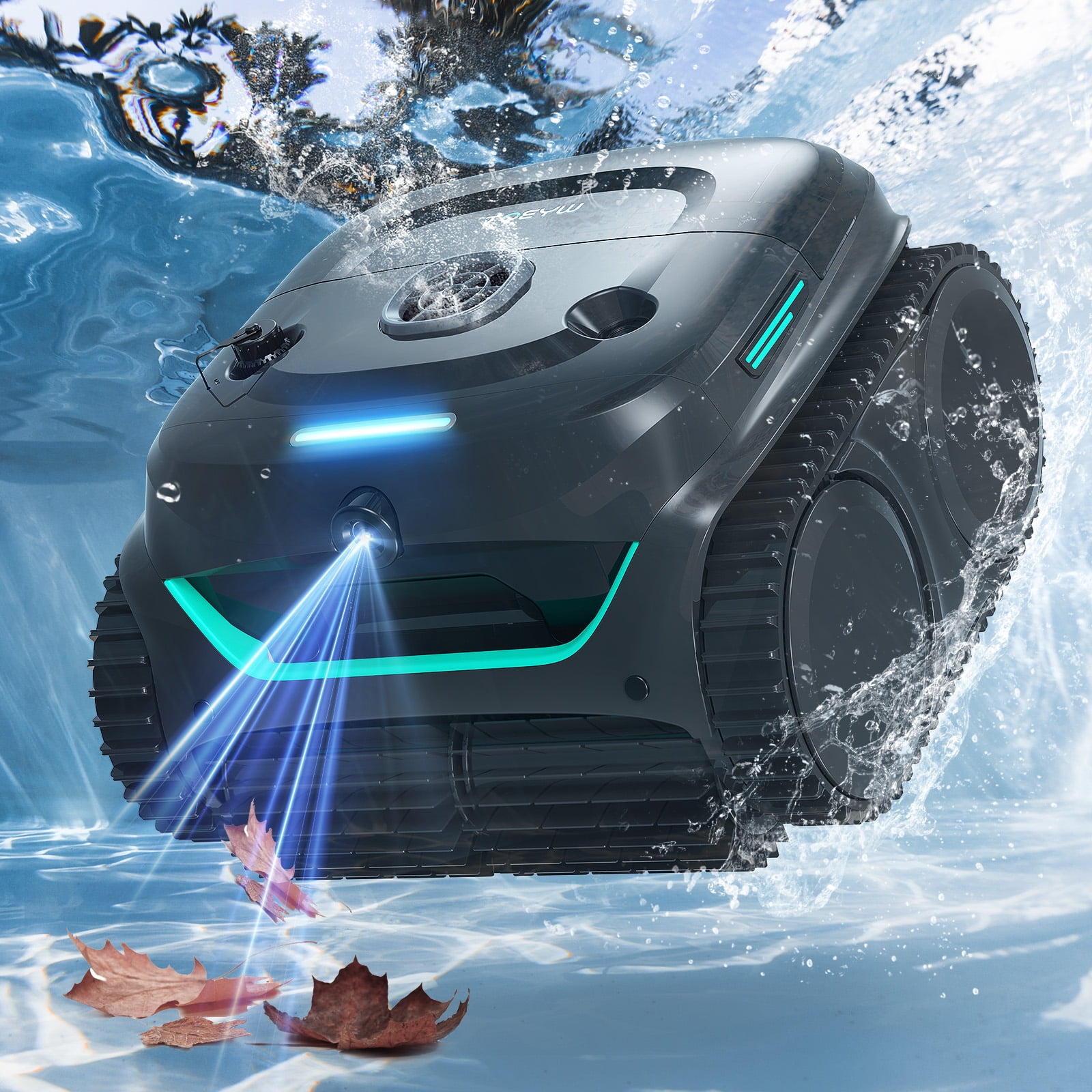 WYBOT C2 Vision AI Camera Cordless Pool Cleaner Robot for Inground Pools, 8 Mode Robotic Pool Cleaner, Ultra-Fine Filtration, Powerful Suction, Wall Climbing, Waterline Cleaning, Black & Green
