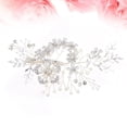 thumbnail image 2 of Pinzas para el cabello con hojas plateadas, diamantes de imitación y flores, delicadas pinzas de cristal, pasadores de perlas artificiales, accesorios para tocados de novia y fotos., 2 of 5