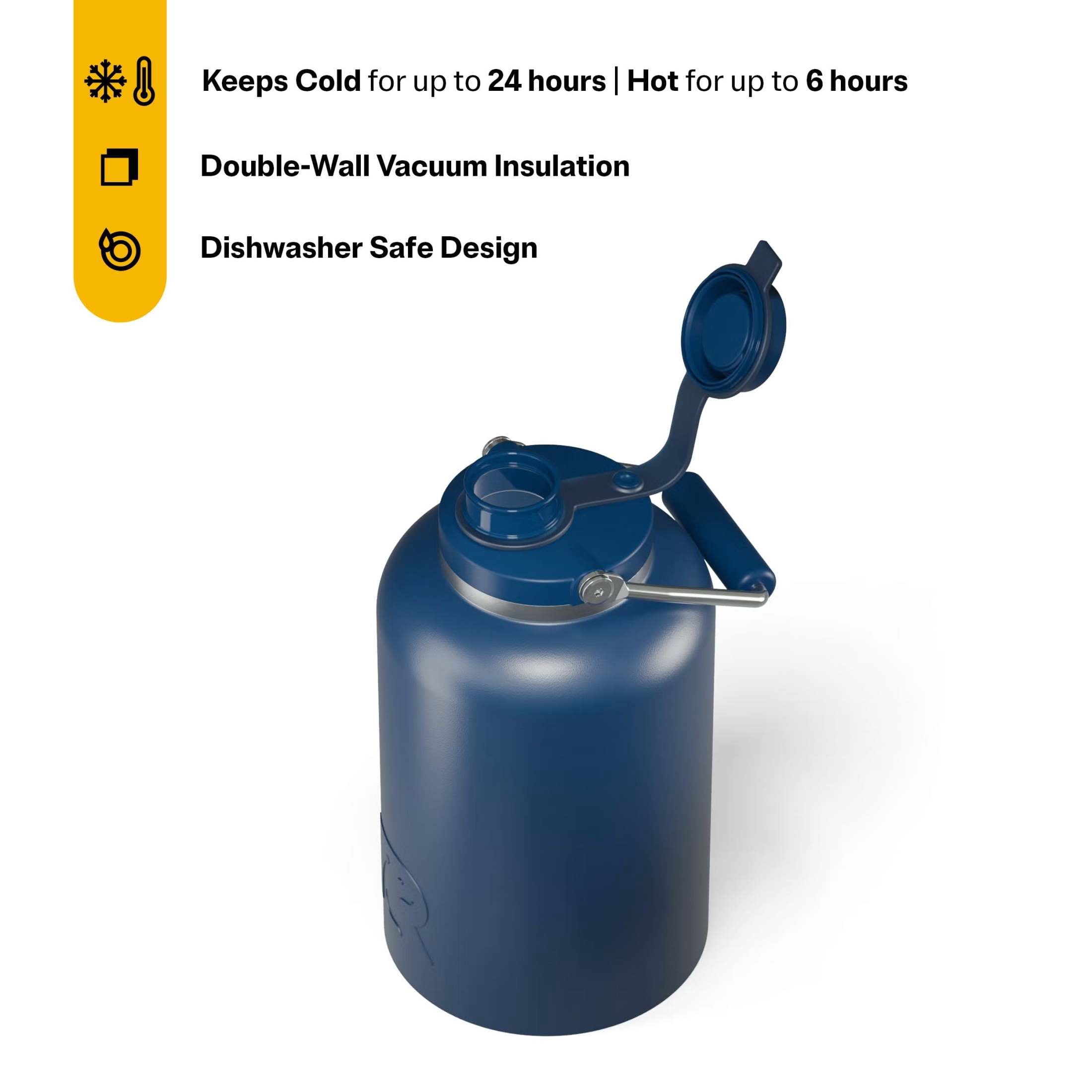 RTIC One Gallon Ceramic Lined Insulated Outback Water Bottle Jug, Leak Proof, Navy