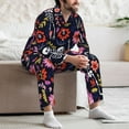 thumbnail image 7 of Salouo Dancing Skeletons Floral Garden Print Button-Front Long Sleeve Pajama Set for Men, Soft 2Pjs Men's Long Sleeve Sleepwear-X-Large, 7 of 7